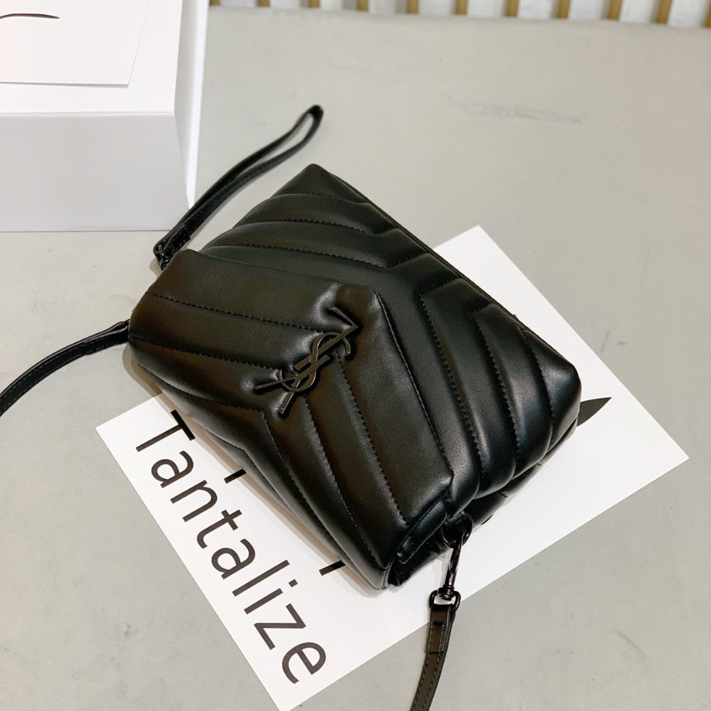 Saint Laurent Loulou Toy Strap Bag In Quilted Y Black With Black Hardware 20Cm