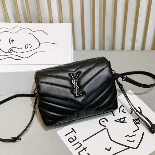 Saint Laurent Loulou Toy Strap Bag In Quilted Y Black With Black Hardware 20Cm