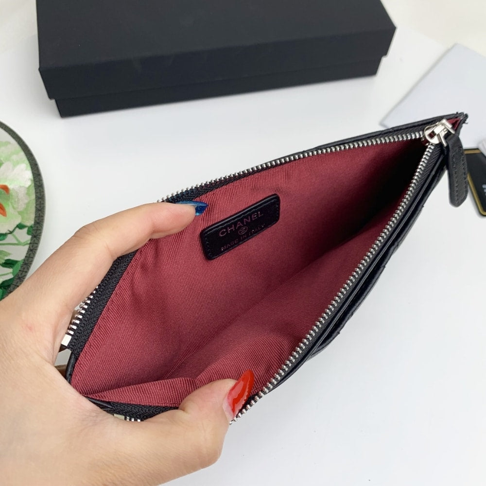 Chanel Classic Zip Pouch Wallet Black 22Cm