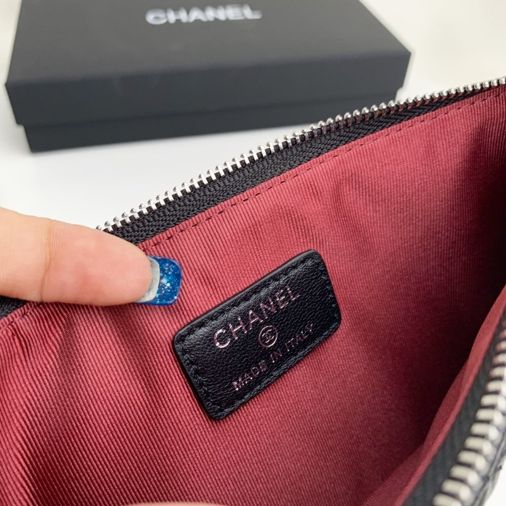 Chanel Classic Zip Pouch Wallet Black 22Cm