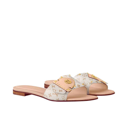 LOUIS VUITTON LV FRAME FLAT MULE DUNE BEIGE 1AHMSB
