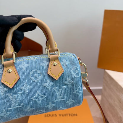 Louis Vuitton Denim Blue Nano Speedy 16Cm M11212