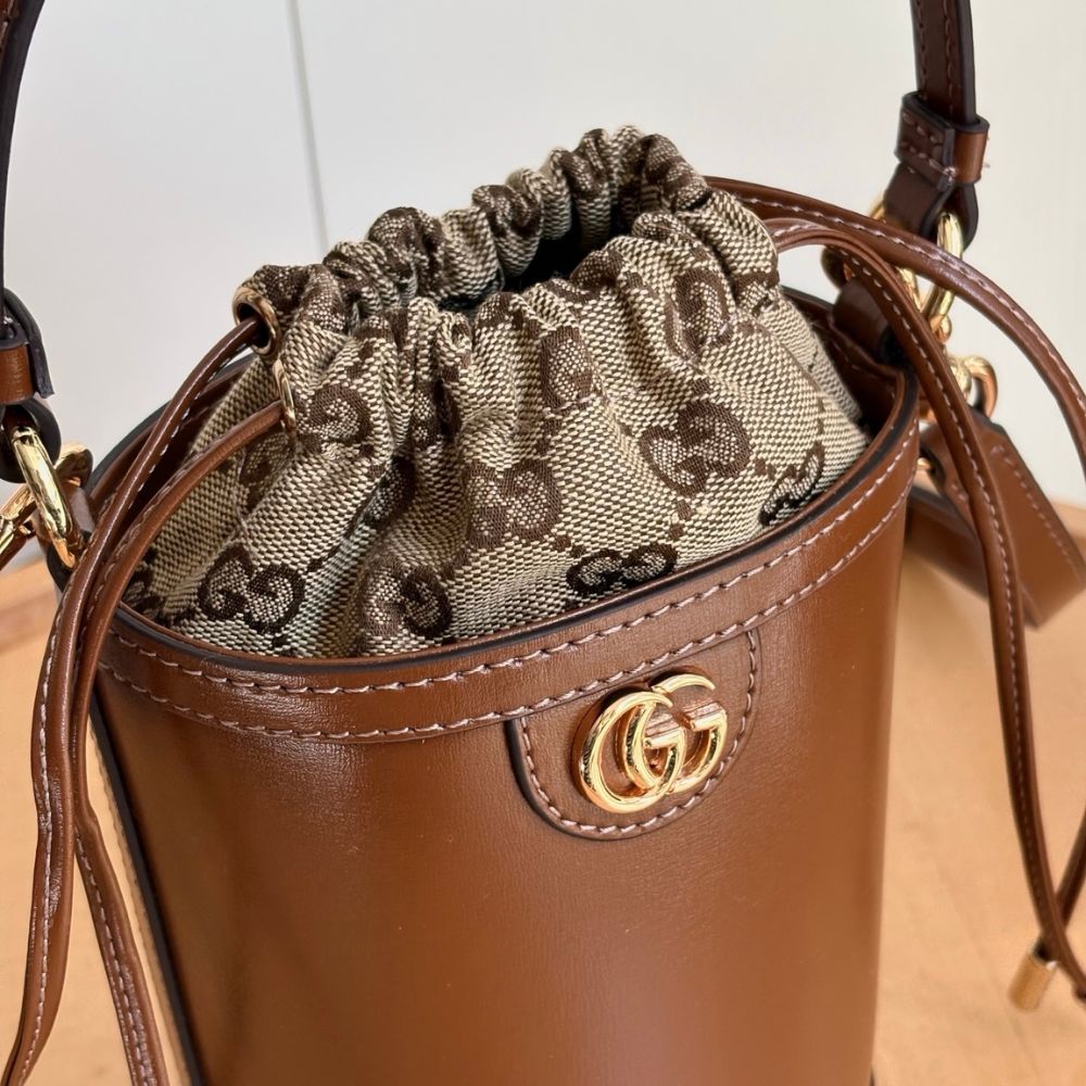 Gucci Ophidia Mini Bucket Bag Brown 20Cm 760201