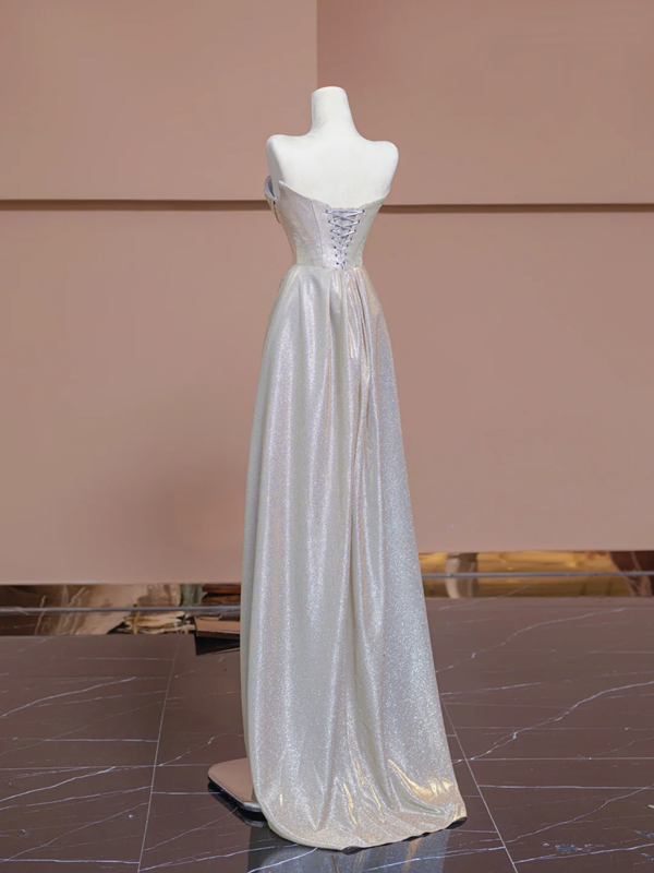 Light champagne-colored strapless fitted long ball gown, bridal dress R8349