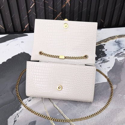 Saint Laurent Kate Tassel Medium Shiny White 24Cm 354119DND0J9207