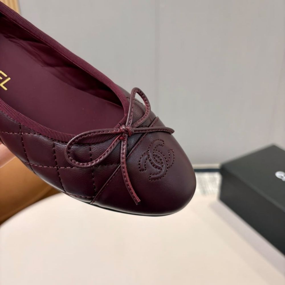 Chanel Ballet Flats Dark Burgundy