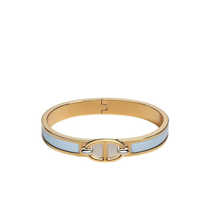 Hermes Mini Clic Chaine D’Ancre Bracelet Gold Tone With Light Blue H209000FV4HGM