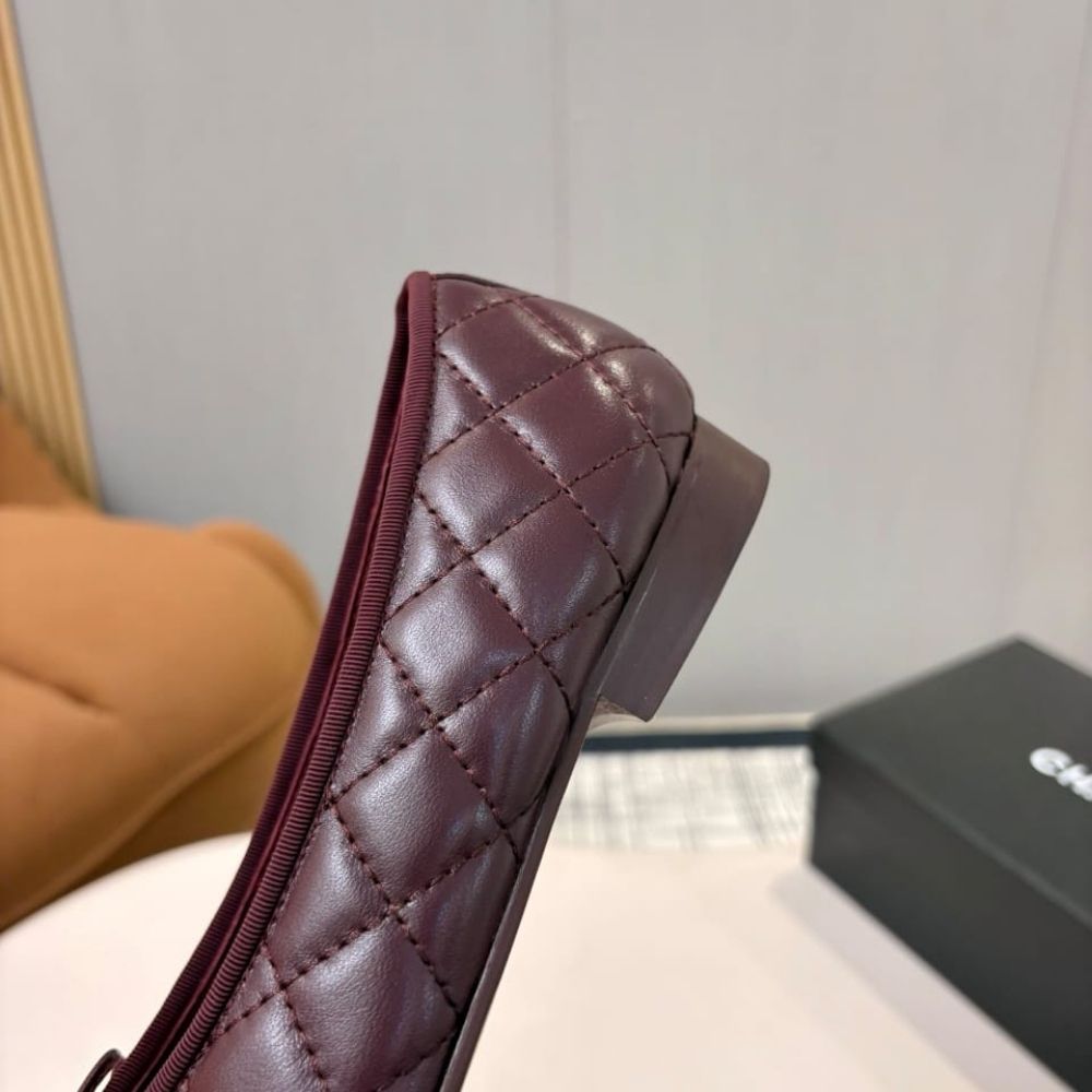 Chanel Ballet Flats Dark Burgundy
