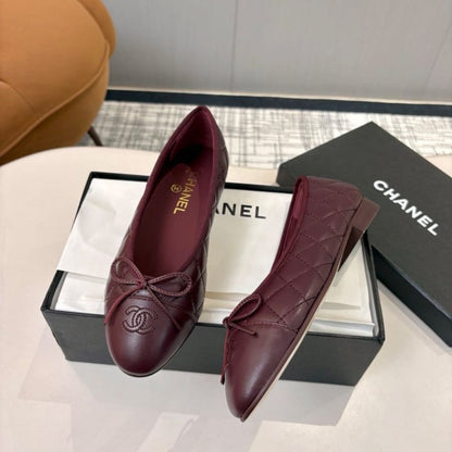 Chanel Ballet Flats Dark Burgundy