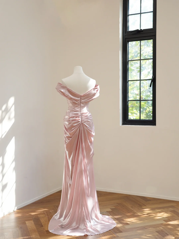 Light pink off-shoulder fitted long ball gown/bridal dress R8534