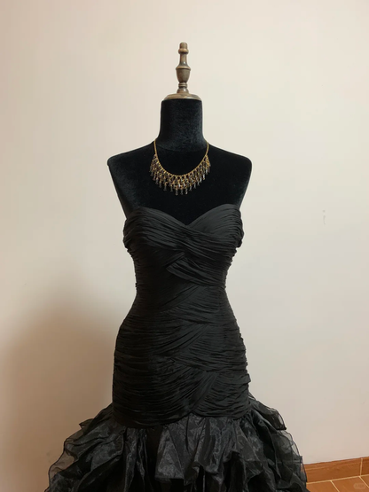 Black strapless fitted long elegant ball gown R8686