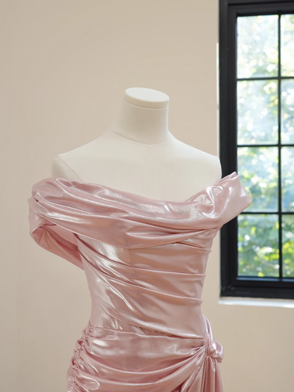 Light pink off-shoulder fitted long ball gown/bridal dress R8534