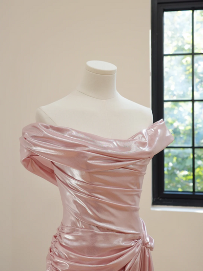 Light pink off-shoulder fitted long ball gown/bridal dress R8534