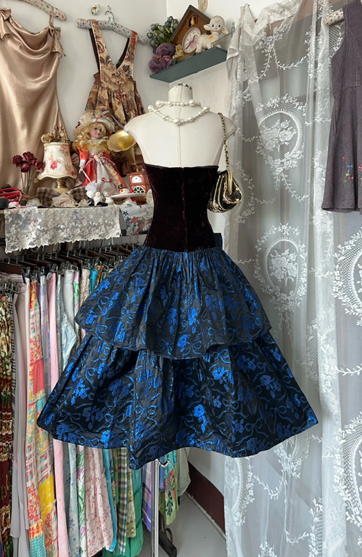 Retro tube top waist slim A-line short skirt ball gown R6184