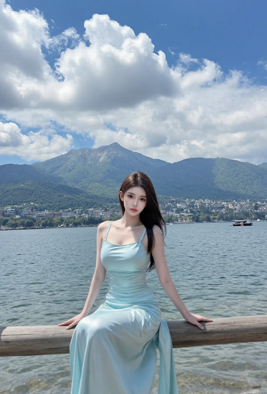 Light blue halter-neck backless sexy long ball gown R7542