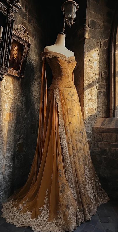 Light brown off-the-shoulder fitted long ball gown R8129