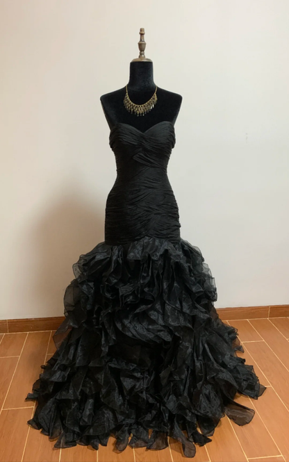 Black strapless fitted long elegant ball gown R8686