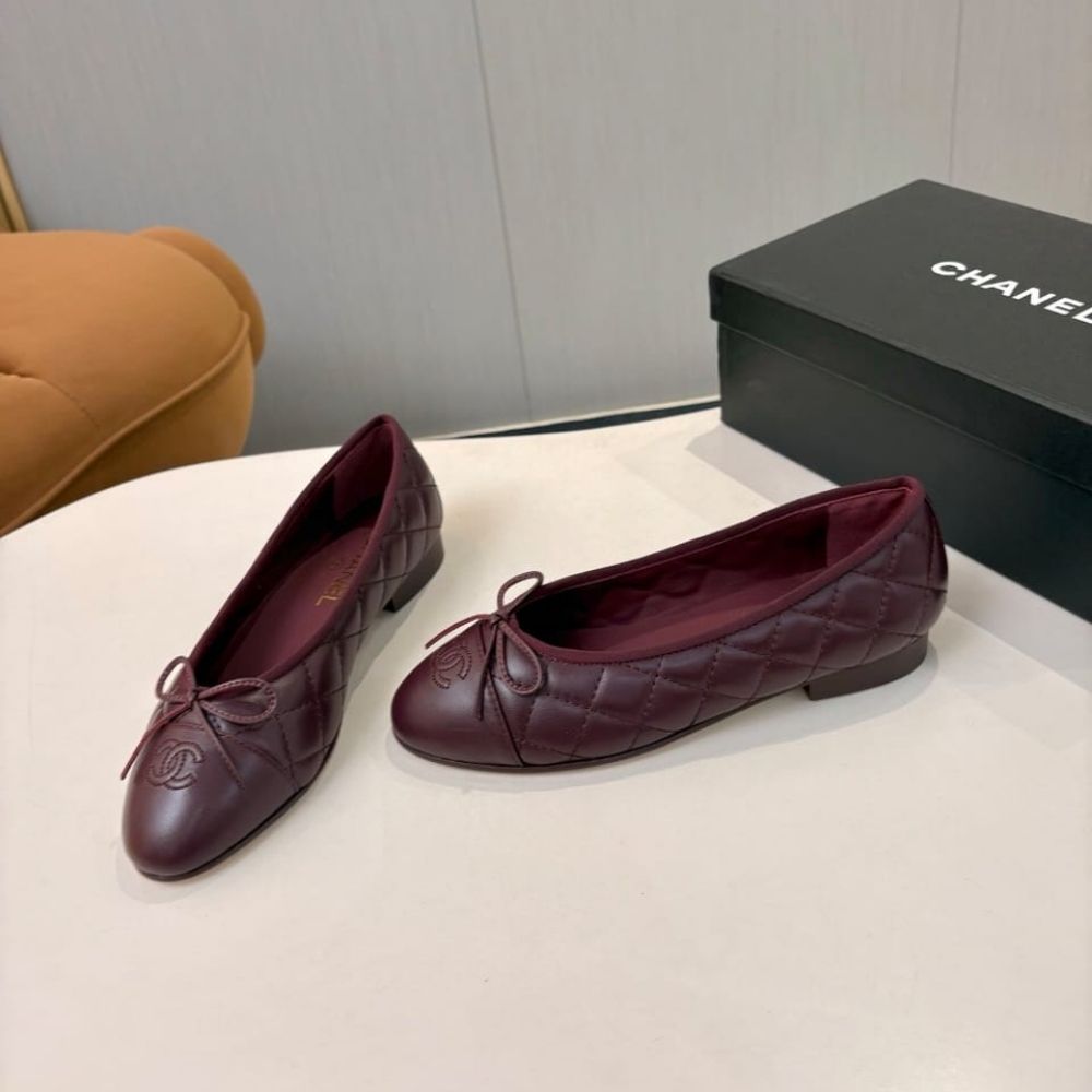 Chanel Ballet Flats Dark Burgundy