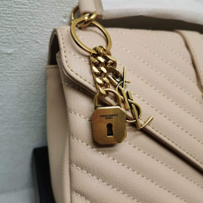 Saint Laurent College Large Chain Bag Beige 25Cm