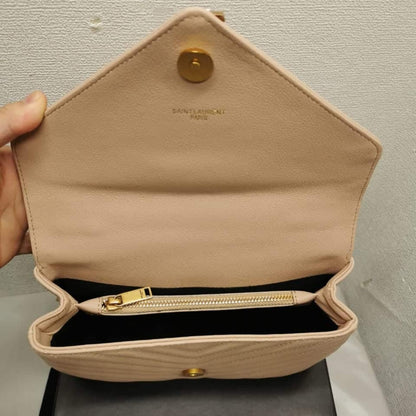 Saint Laurent College Large Chain Bag Beige 25Cm
