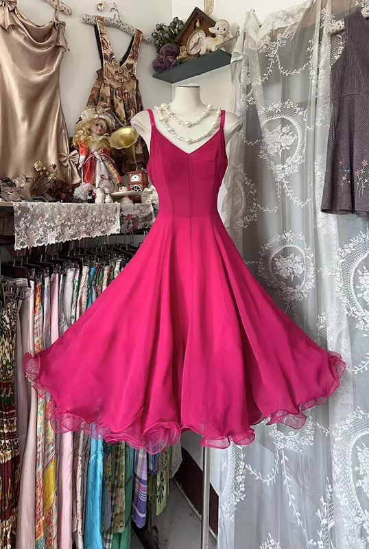 Rose pink halter-neck fitted midi ball gown R7850