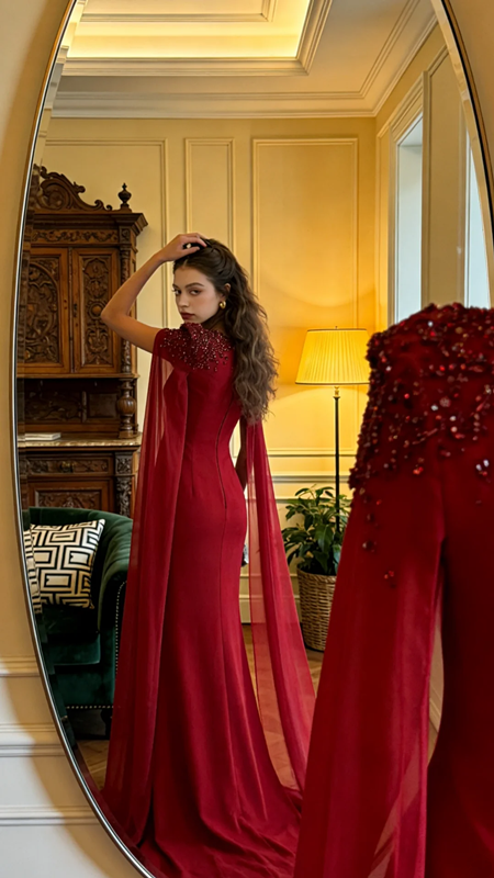 Red, fitted, bodycon, sexy long ball gown/bridal dress R8596