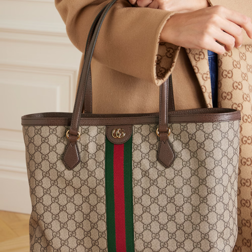 Gucci Ophidia Medium Tote Beige and Dark Brown 36Cm 631685 96IWB 8745
