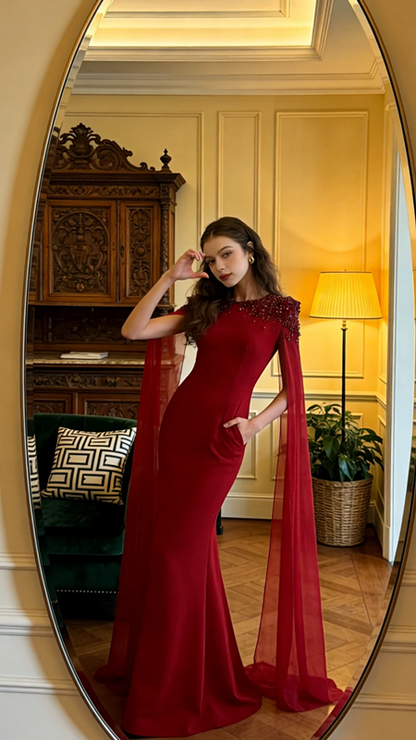 Red, fitted, bodycon, sexy long ball gown/bridal dress R8596