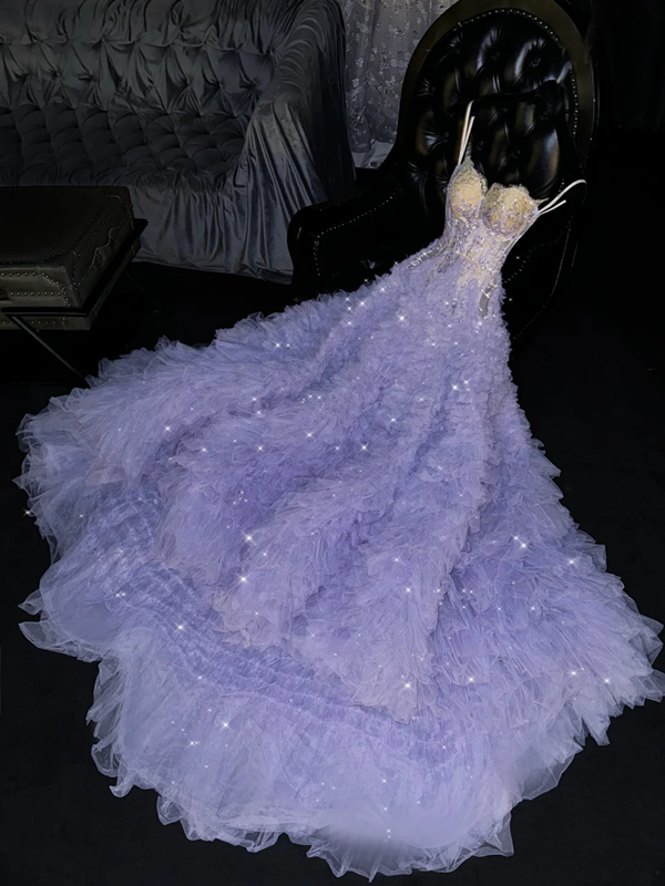 Light purple halter-neck fitted long ball gown/bridal dress R8780