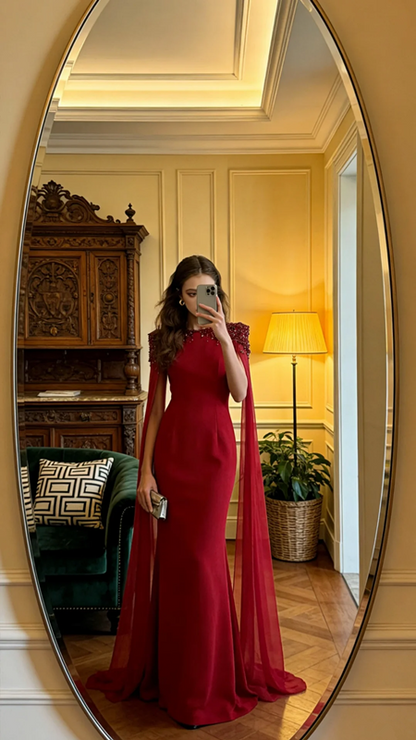 Red, fitted, bodycon, sexy long ball gown/bridal dress R8596