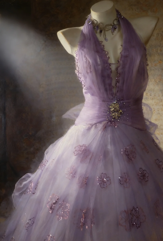 Princess Halter Ball Gown Lavender V Neck Tulle Flowers Sequin Long Birthday Quinceanera Dress Sweet 16 Dress SP1525
