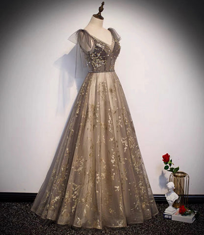 Elegant tulle sequins long prom dress evening gown  10230