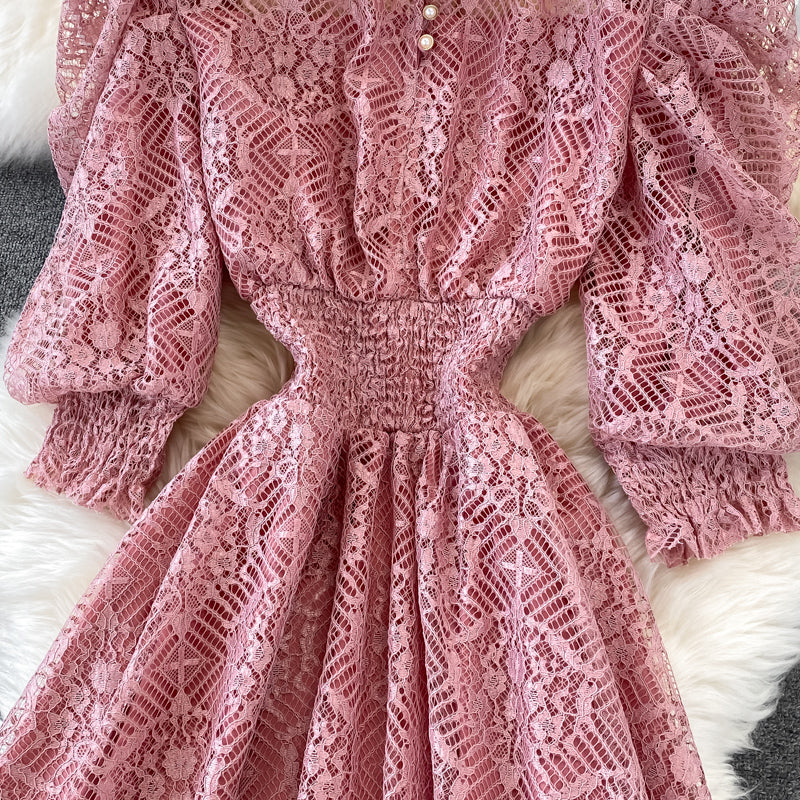 Cute Lace A Line Dress Lace Fashion Dress  10795