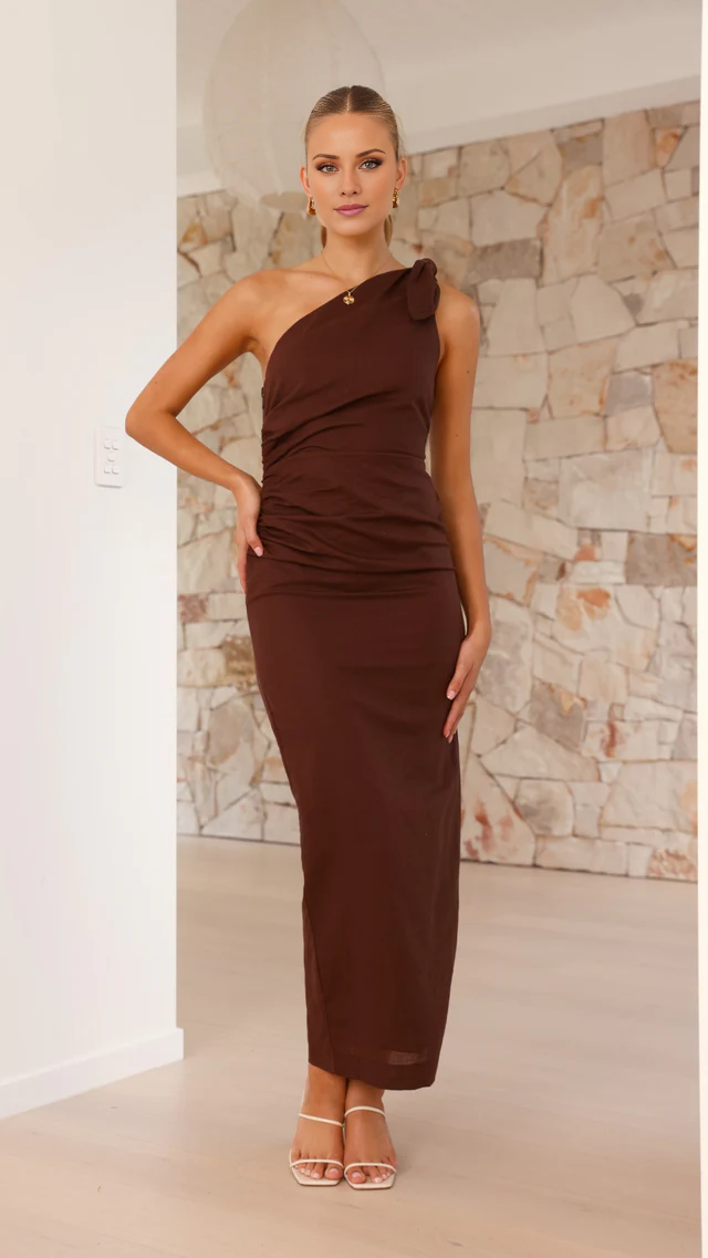One Shoulder Sleeveless Off Shoulder Bow Detail Side Split Long Prom Dress
