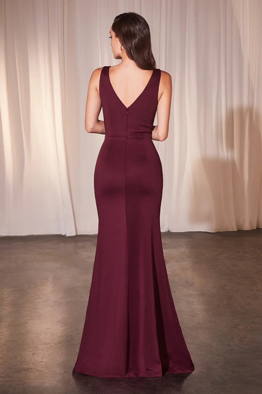 Fitted slit skirt sleeveless ruffle detailing long dress