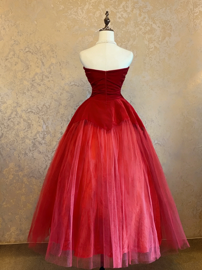 Red strapless fitted waist ball gown/bridal dress R7218