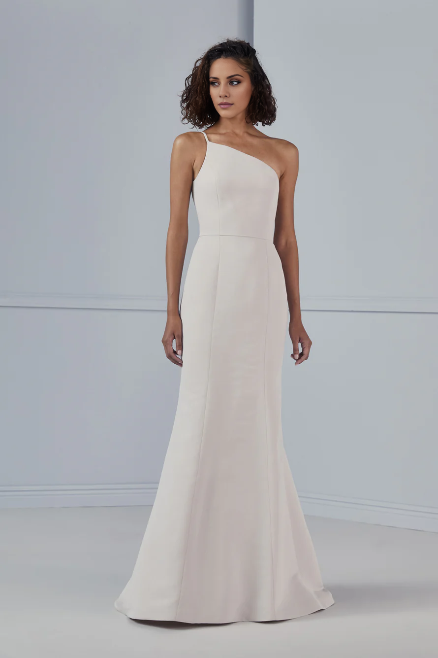 asymmetrical neckline off shoulder sleeveless backless and floor length Prom dress