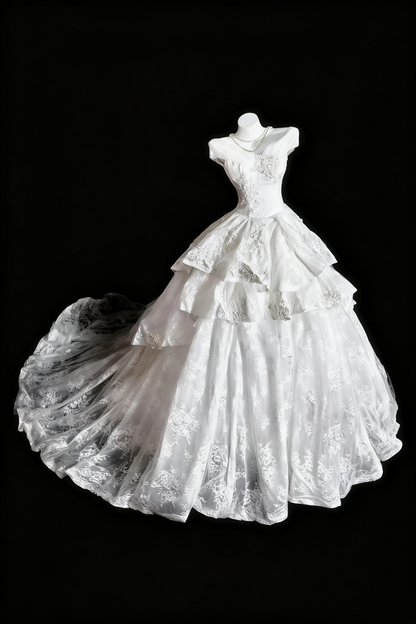 girlhomeshops-White, Gorgeous, And Exquisite Lace Long Wedding Dress gh6281