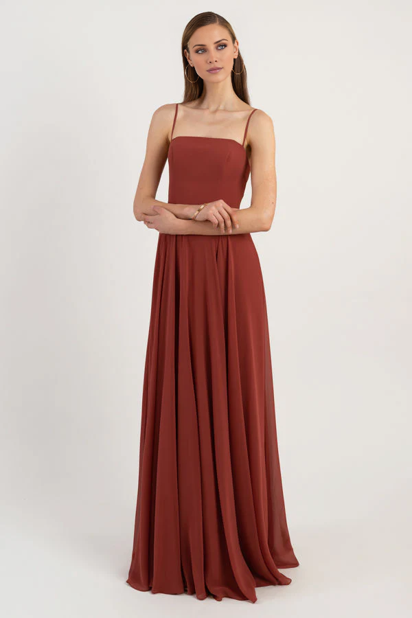 square neckline sleeveless backless and floor length evening dress
