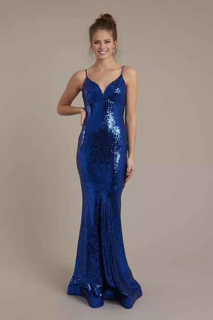Sequin Spaghetti Strap Mermaid Dresses prom dress