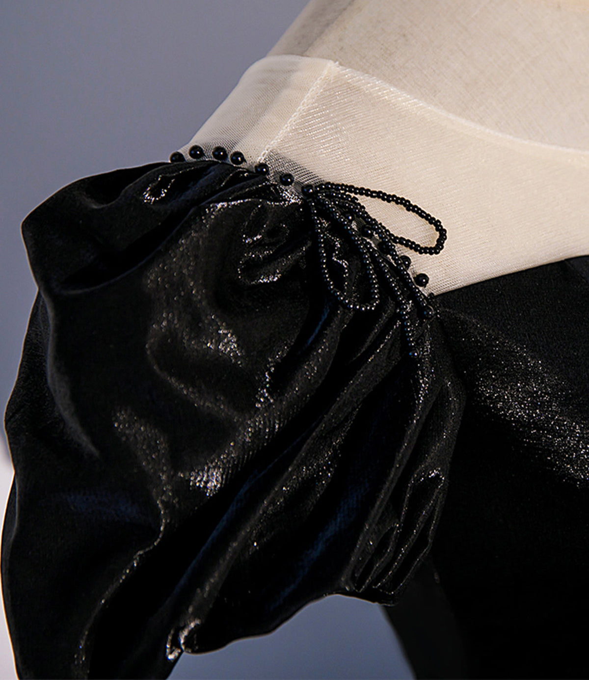 Black satin long prom dress A line evening gown  10347