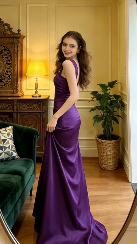 Purple sexy fitted long ball gown R8609