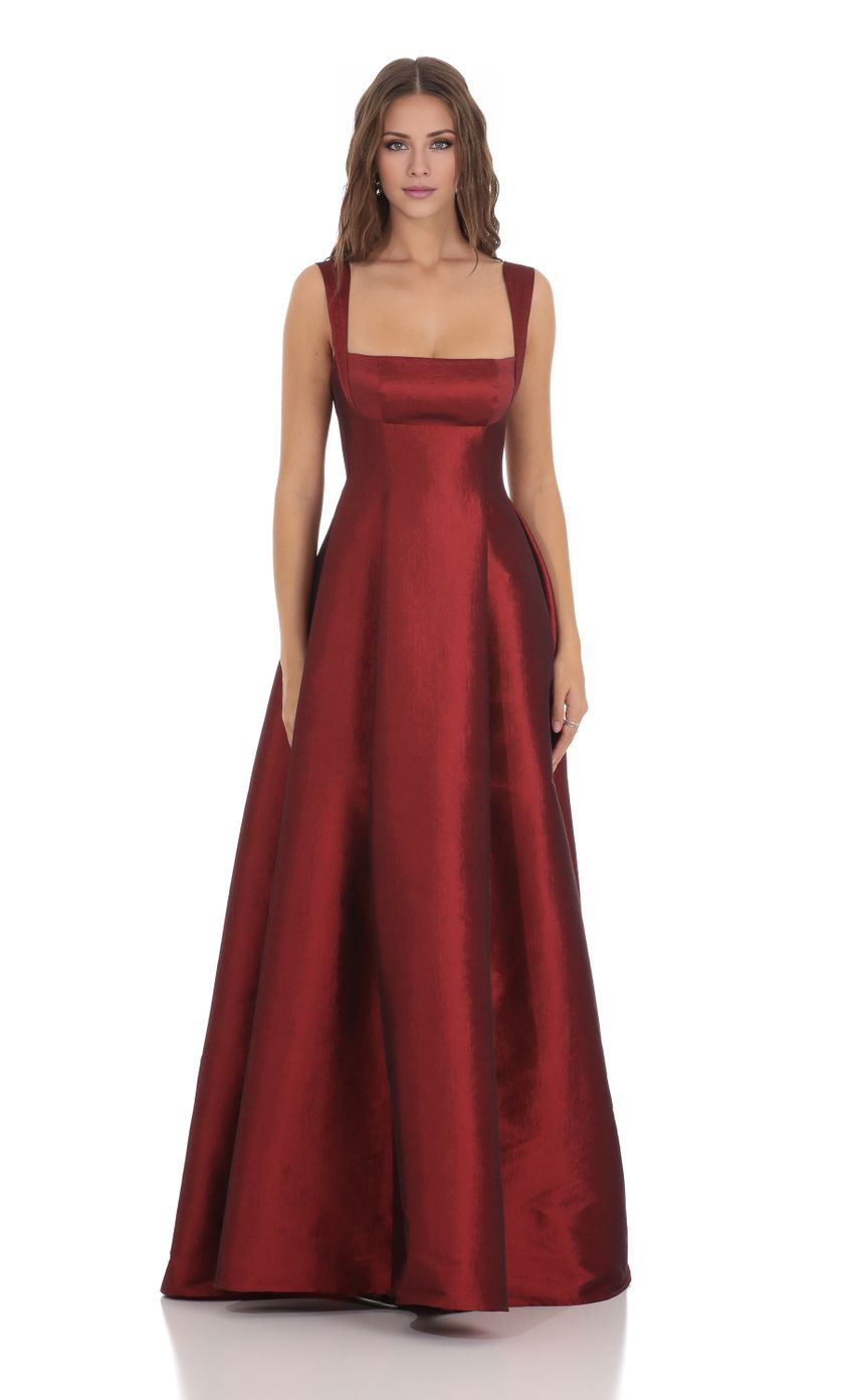 Square neckline off shoulder sleeveless backless back strap and floor length Prom dress