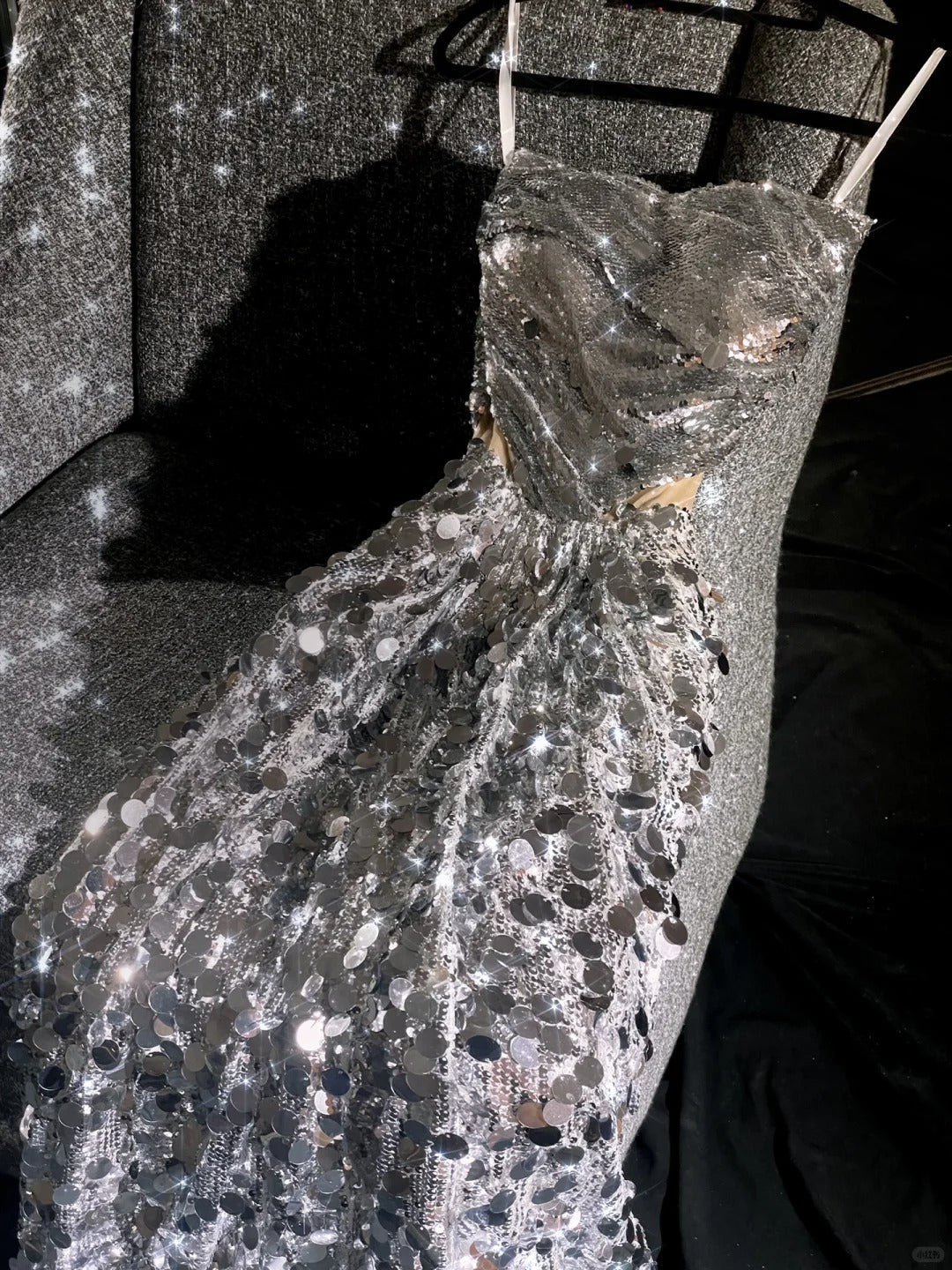 girlhomeshops--Silver sparkling sequins glittering long prom dress prom dress gh5696