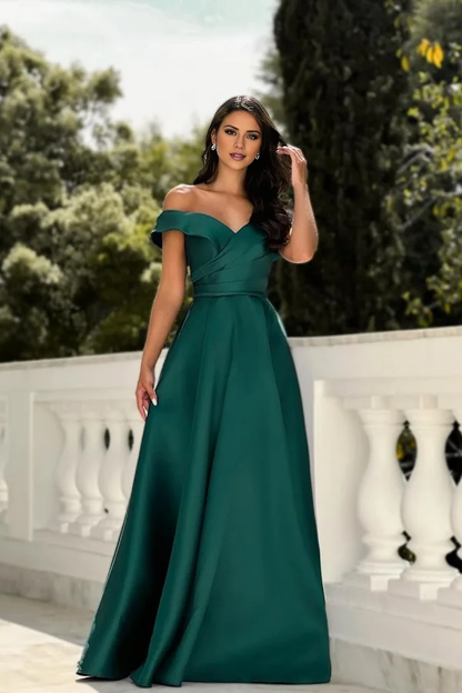 off shoulder collar backless and floor length ball gown