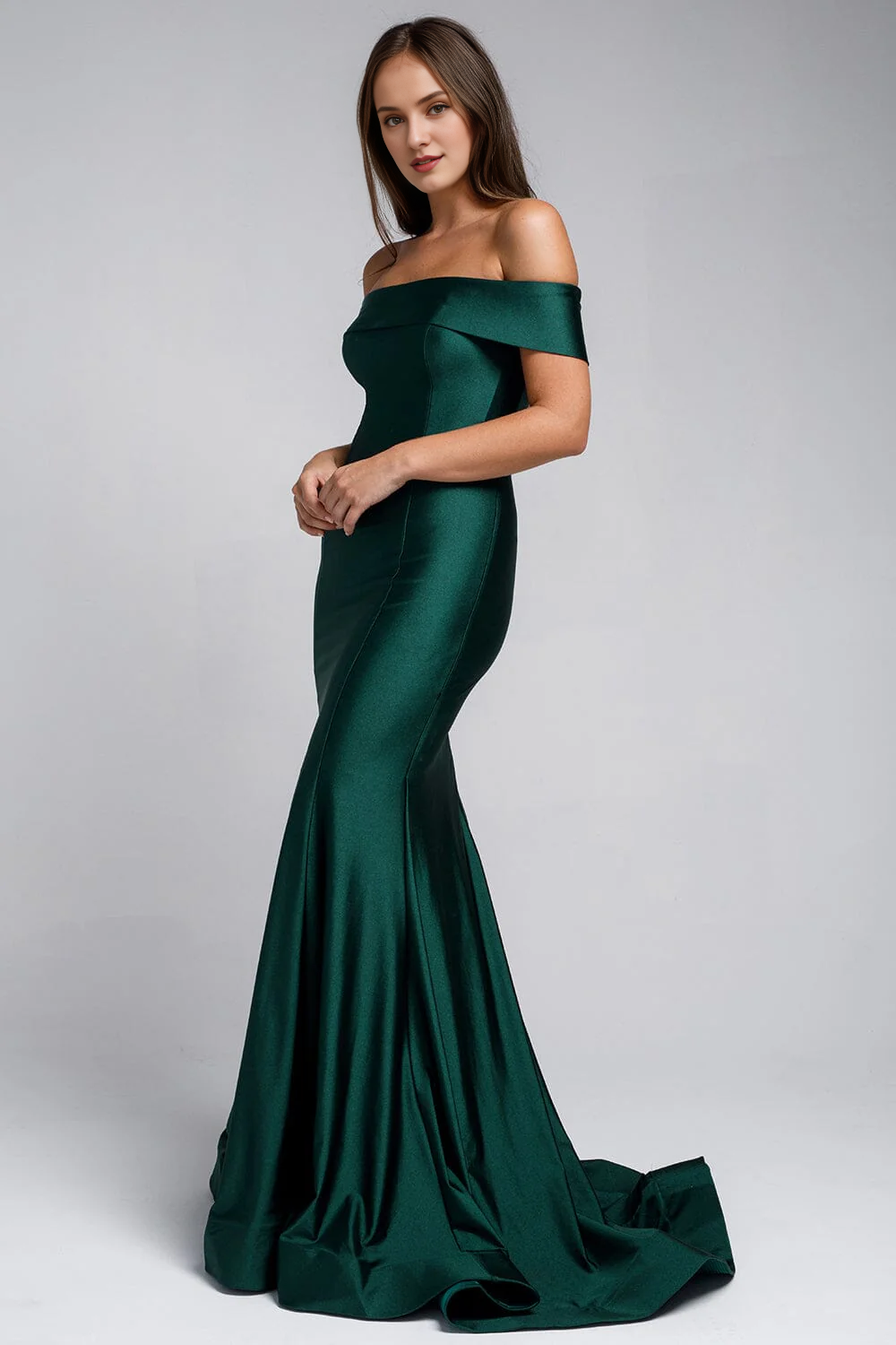 Fitted skirt long off shoulder dress