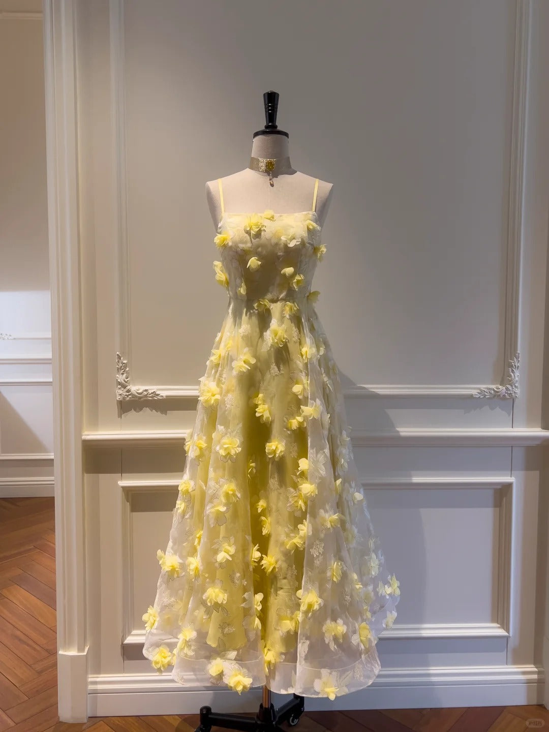 girlhomeshops--Yellow floral long chiffon prom dress gh5579