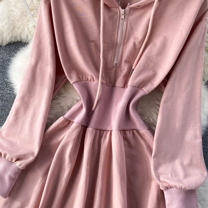 Casual Hooded A Line Dress  10787