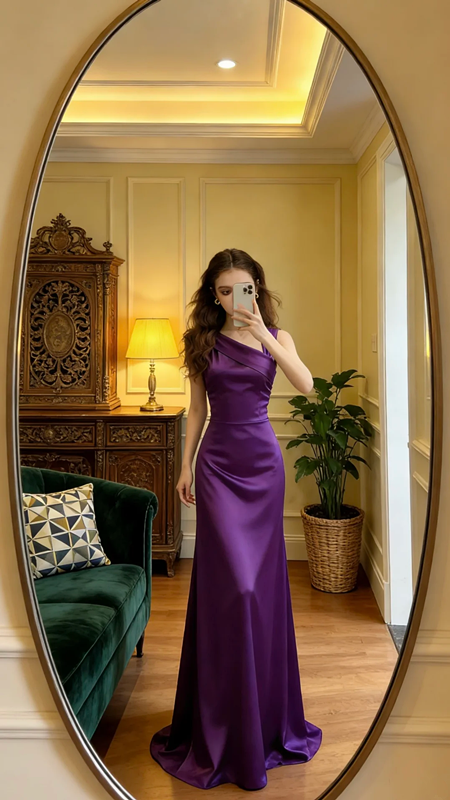 Purple sexy fitted long ball gown R8609