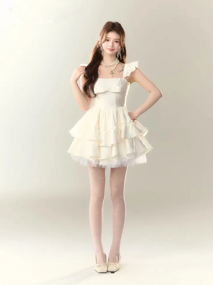 White slim waist sexy cake skirt homecoming dress R5256